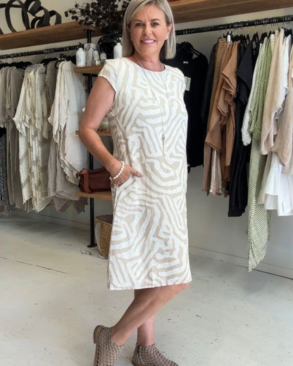 Women's Abstract Print Round Neck Summer Dress