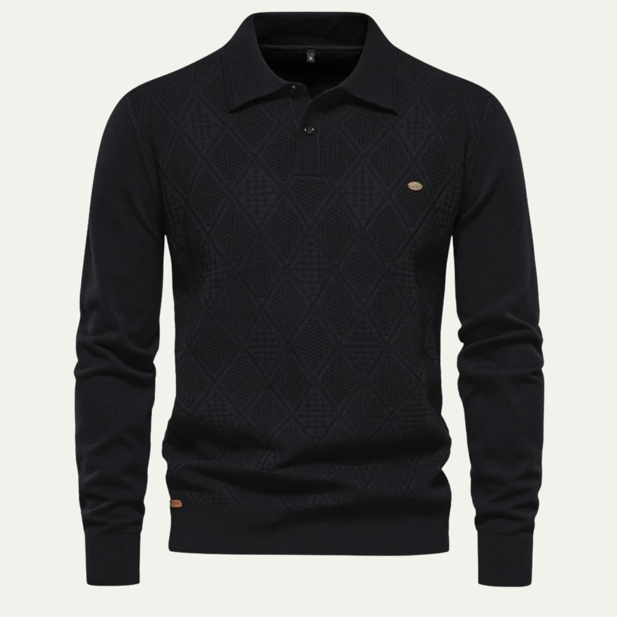 Men's Diamond Pattern Knit Polo Sweater