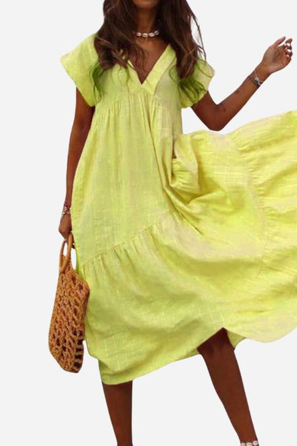 Casual Fit Floral Midi Dress with Bell Sleeves