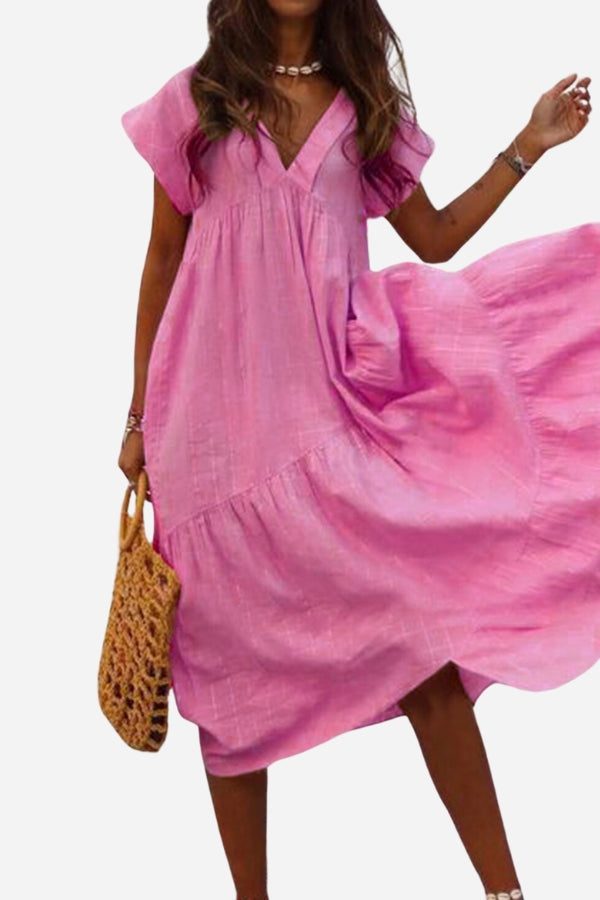 Casual Fit Floral Midi Dress with Bell Sleeves