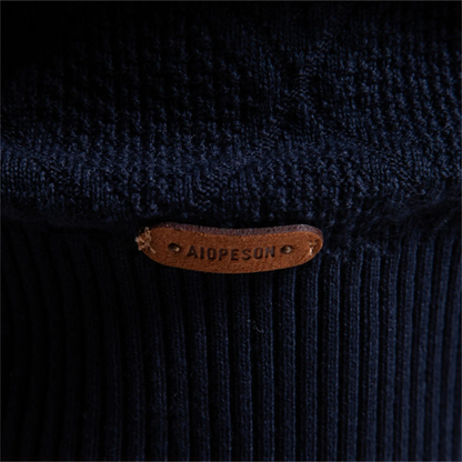 Men's Diamond Pattern Knit Polo Sweater