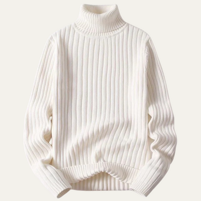 Men's Wool Turtleneck Sweater Ribbed Knit