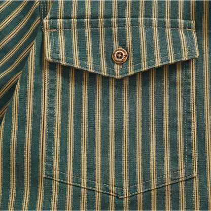 Men's Vertical Stripe Denim Shirt