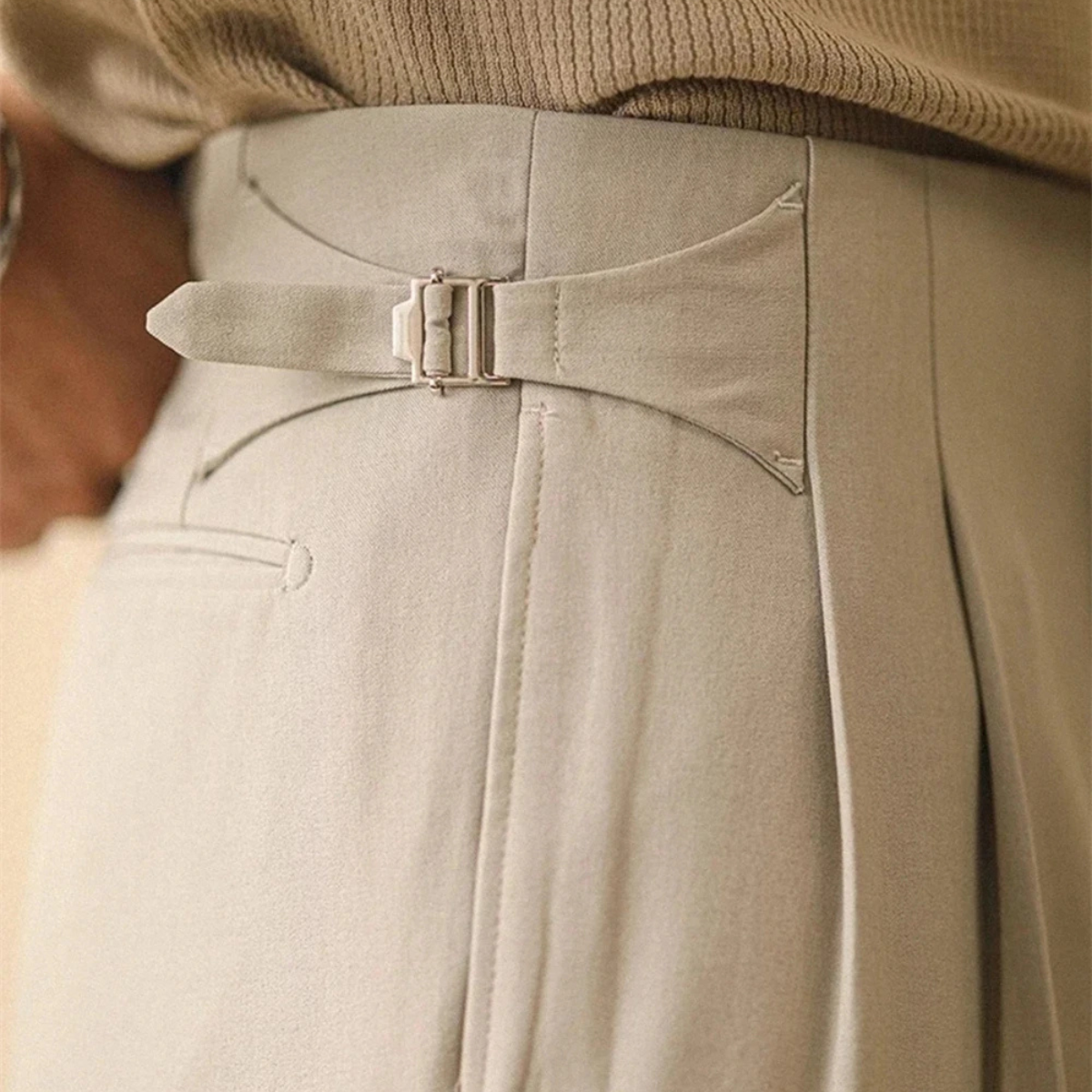Men's High Waist Straight Leg Business Trousers