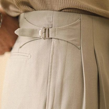 Men's High Waist Straight Leg Business Trousers