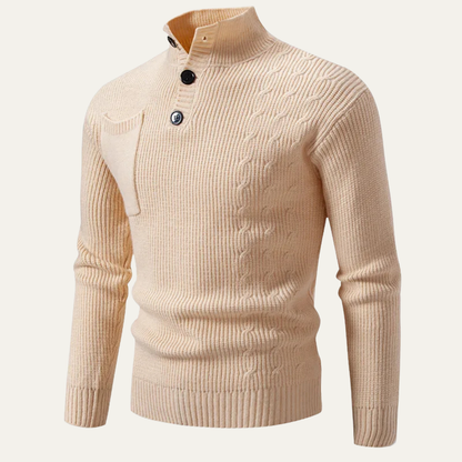 Men's Cable Knit High Neck Sweater