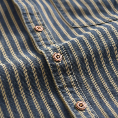 Men's Classic Striped Button Down Shirt Cotton