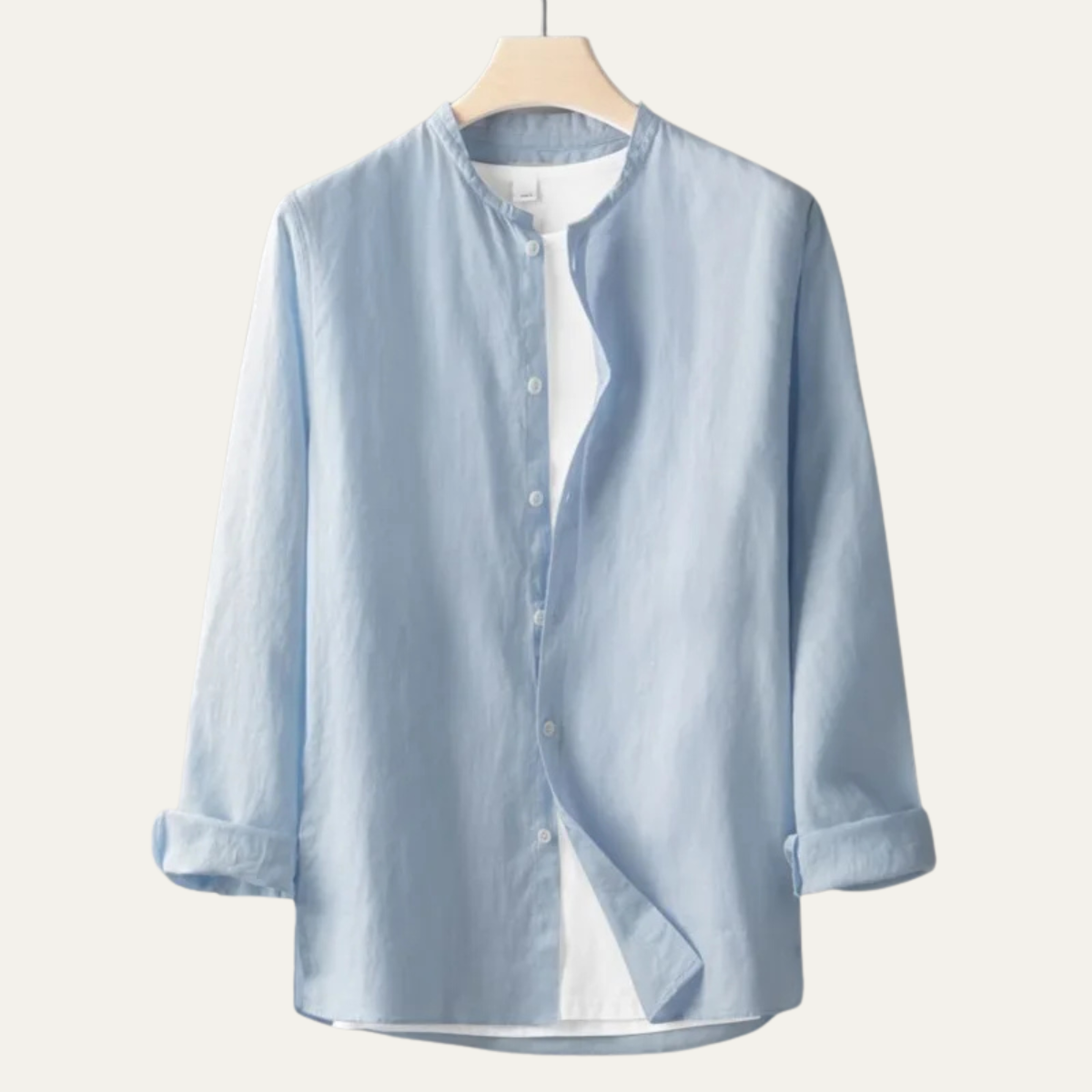 Men's Linen Shirt Thin Round Neck Vintage Style