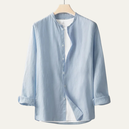 Men's Linen Shirt Thin Round Neck Vintage Style