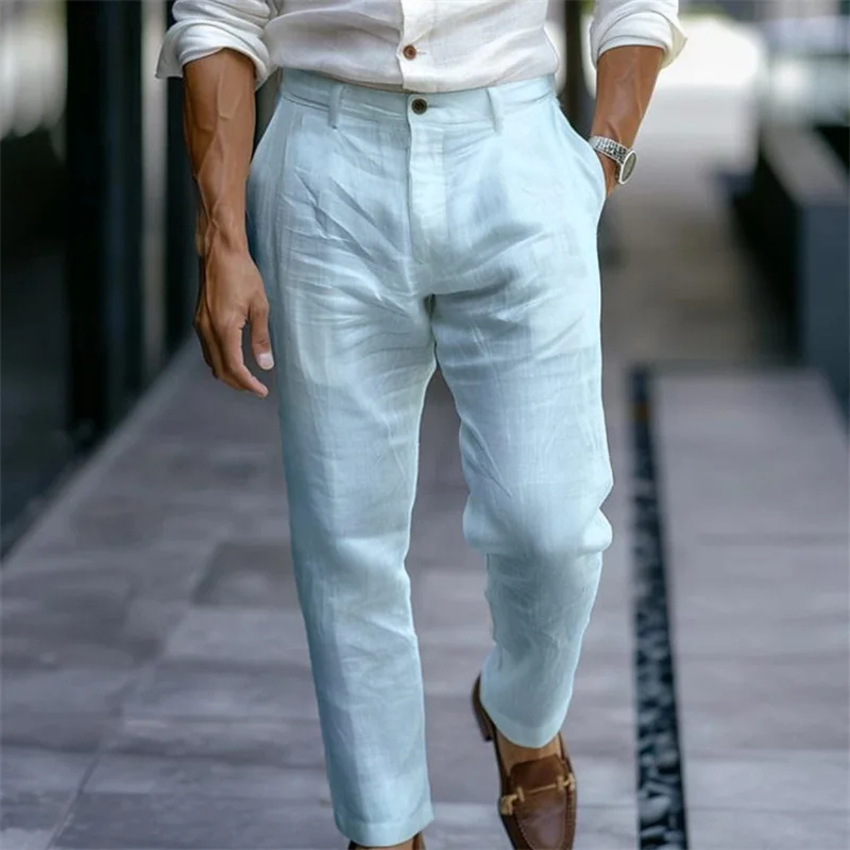 Men's Casual Beach Trousers Ankle Length With Pockets
