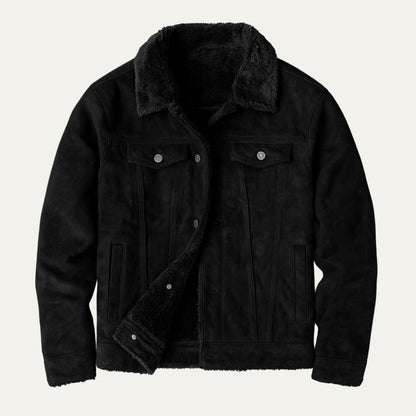 Men's Suede Leather Jacket Fleece Lined