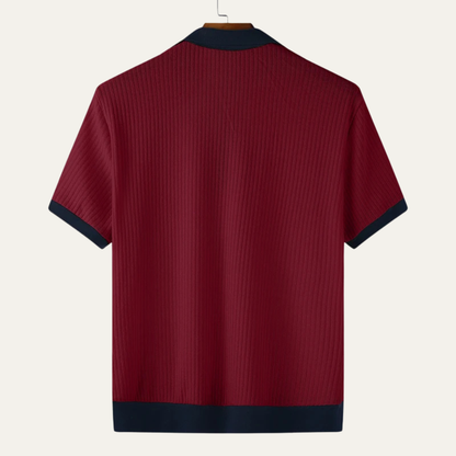 Men's Patchwork Knit Polo Shirt