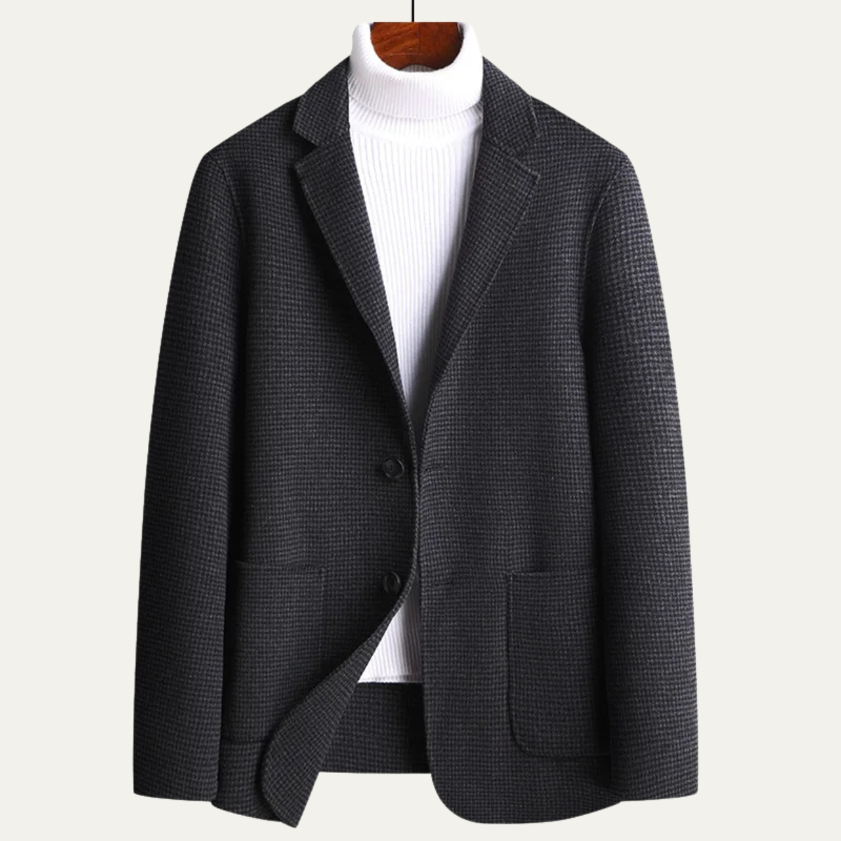 Men's Tweed Blazer Checked Wool Navy