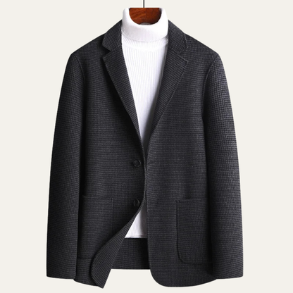 Men's Tweed Blazer Checked Wool Navy