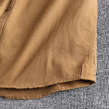 Men's Canvas Cargo Shirt Jacket Vintage Style