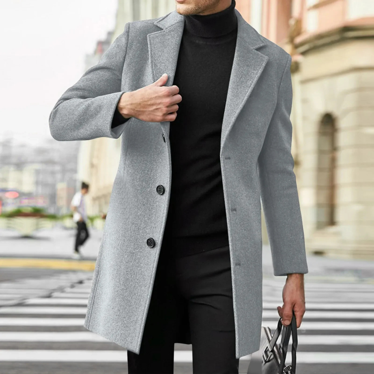 Men's Wool Blend Slim Fit Overcoat