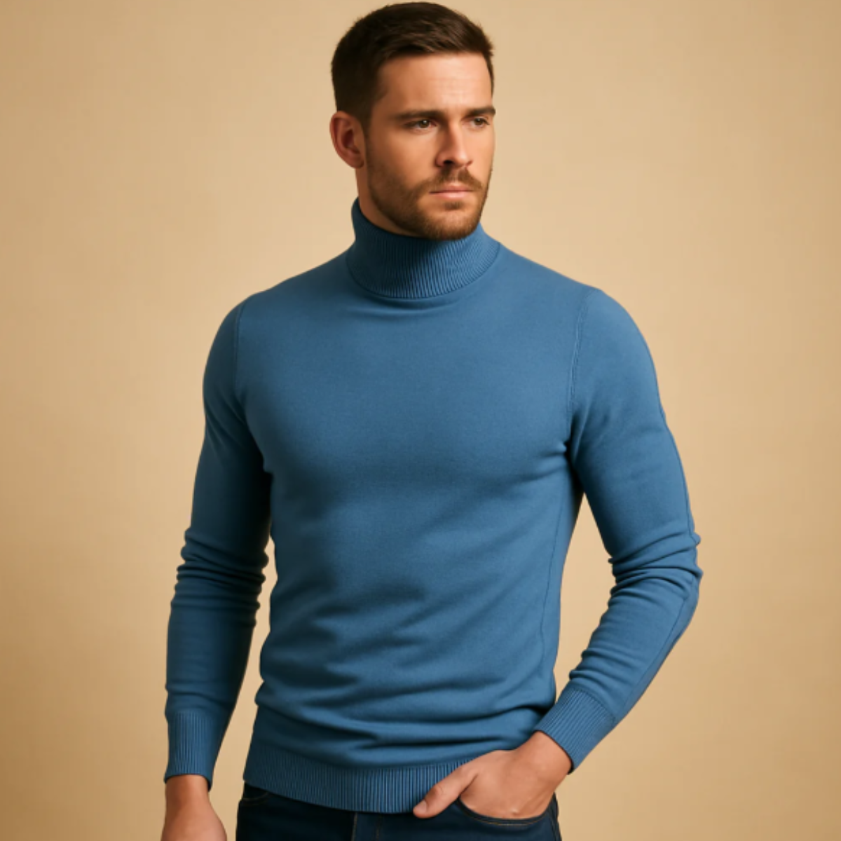 Men's Slim Fit Knitted Turtleneck Sweater