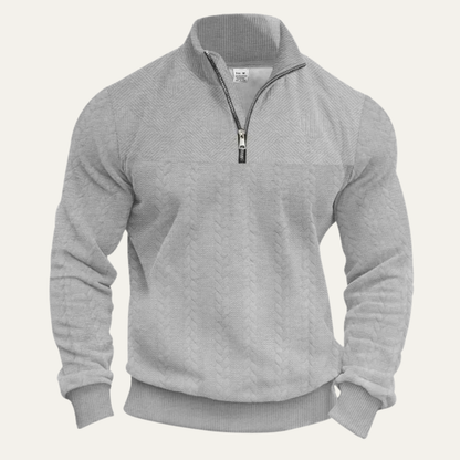 Men's Knitted Jacquard Sweater Stand Up Collar Casual