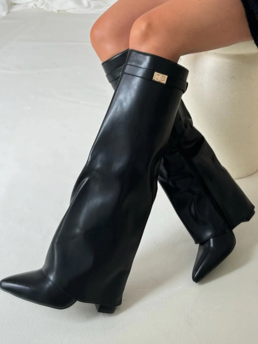 Women's Suede Knee High Heel Boots