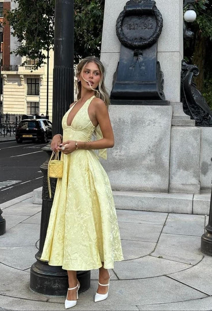 Elegant V-Neck Party Dress for Women