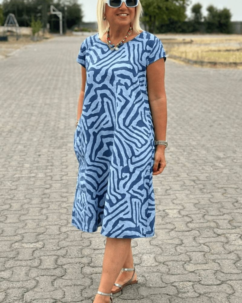 Christina | Casual Sunny Dress with Round Neck Floral Print