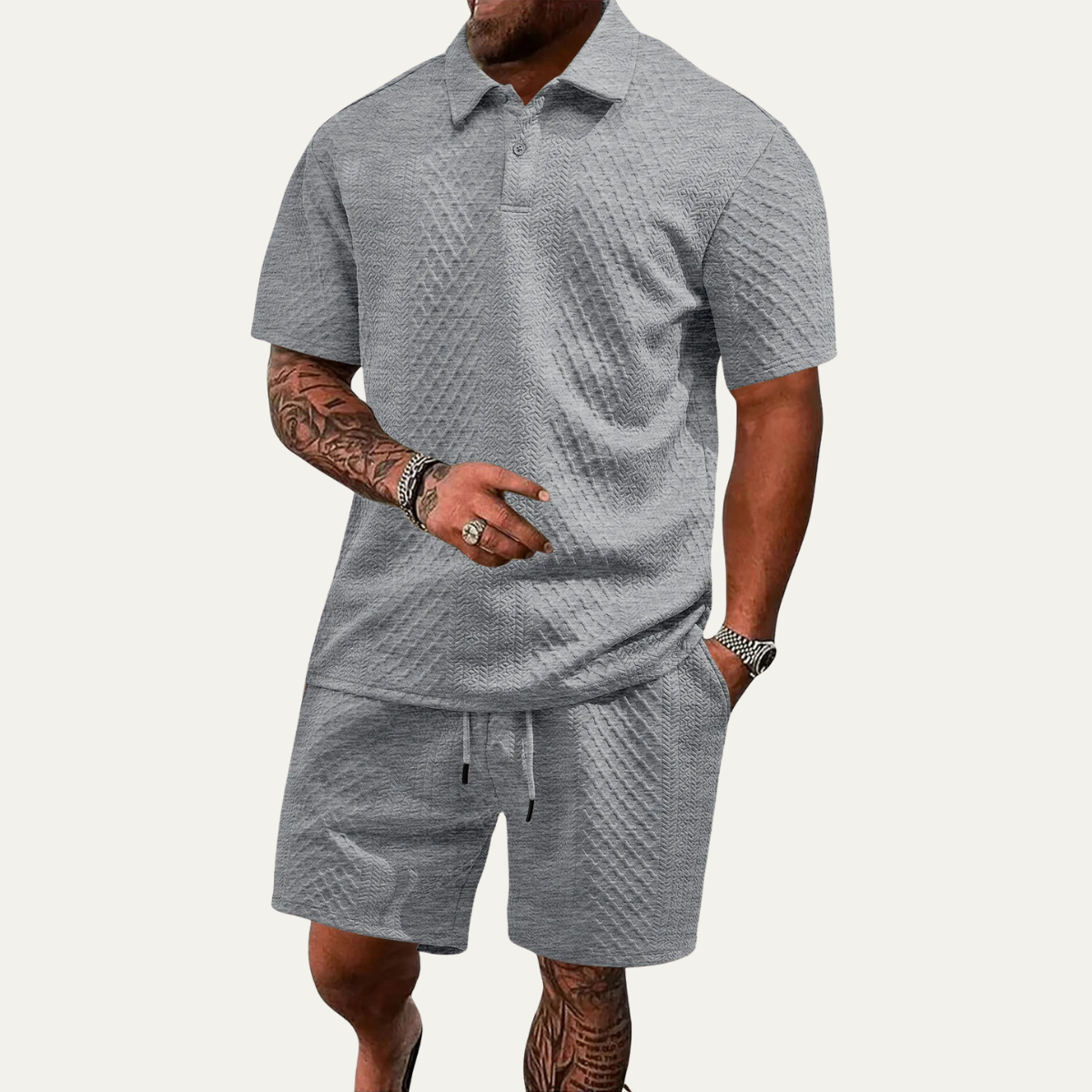 Men's Summer Polo Shorts Set Lightweight Beachwear