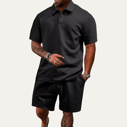 Men's Summer Polo Shorts Set Lightweight Beachwear