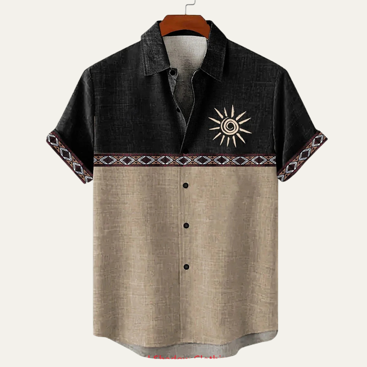 Men's Linen Button Down Shirt Patchwork Style