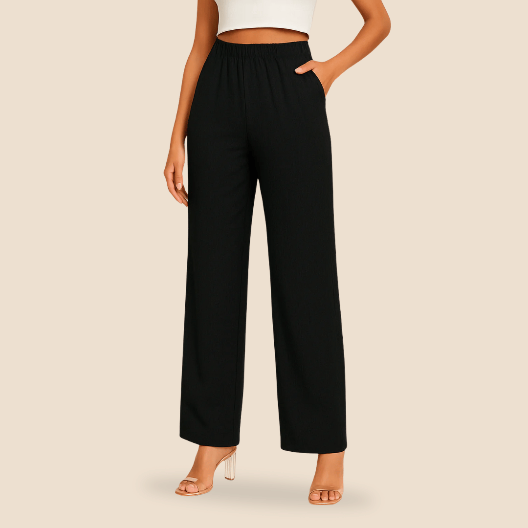 Women's Straight Leg Trousers Elastic Waist - VibreMode