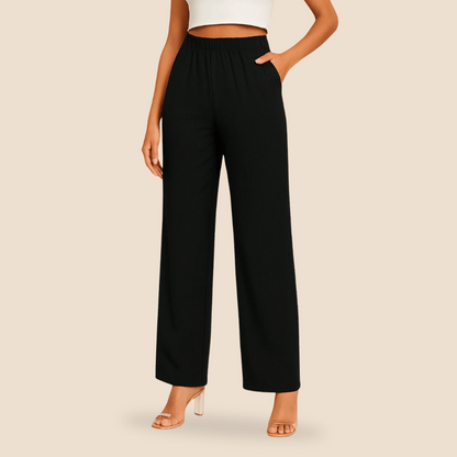 Women's Straight Leg Trousers Elastic Waist - VibreMode