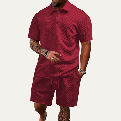Men's Summer Polo Shorts Set Lightweight Beachwear