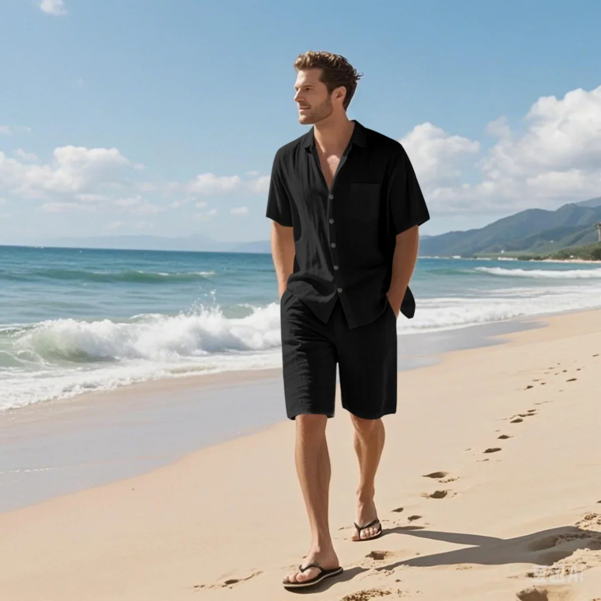 Kirkwood Men's Short Sleeve Shirt And Shorts Set Lightweight