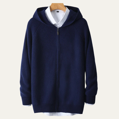 Men's Merino Wool Hooded Cardigan