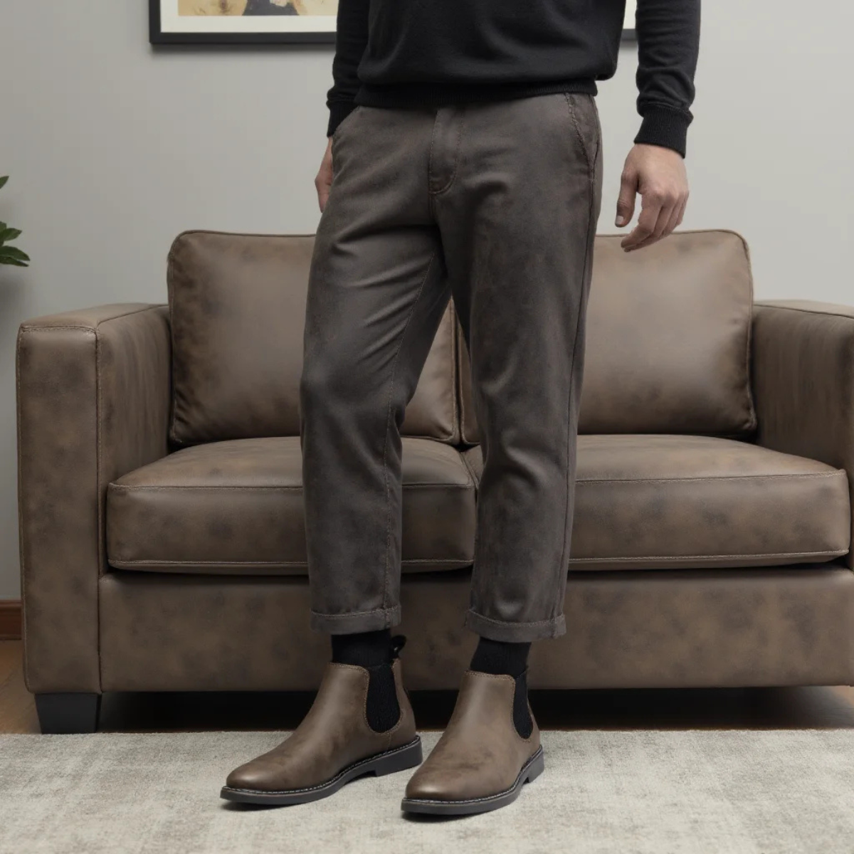 Men's Chelsea Boots Ankle Slip On Leather Brown