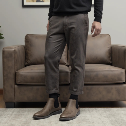 Men's Chelsea Boots Ankle Slip On Leather Brown