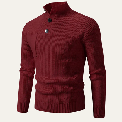 Men's Cable Knit High Neck Sweater