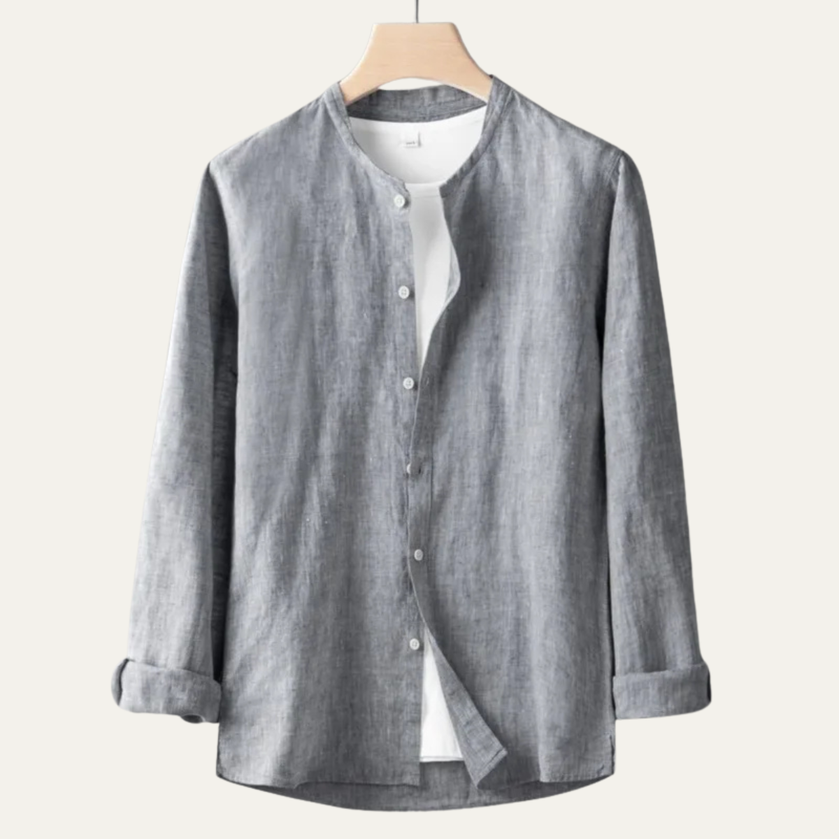 Men's Linen Shirt Thin Round Neck Vintage Style