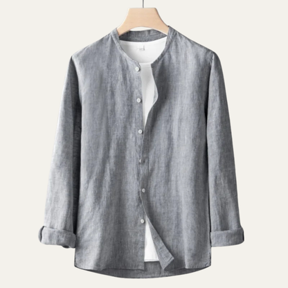 Men's Linen Shirt Thin Round Neck Vintage Style