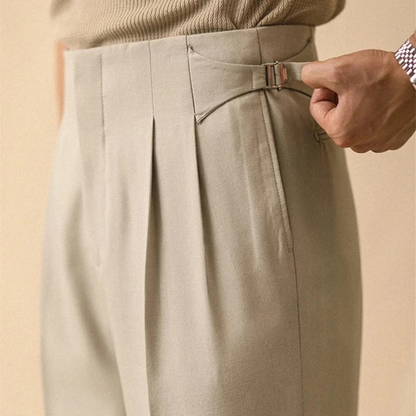 Men's High Waist Straight Leg Business Trousers