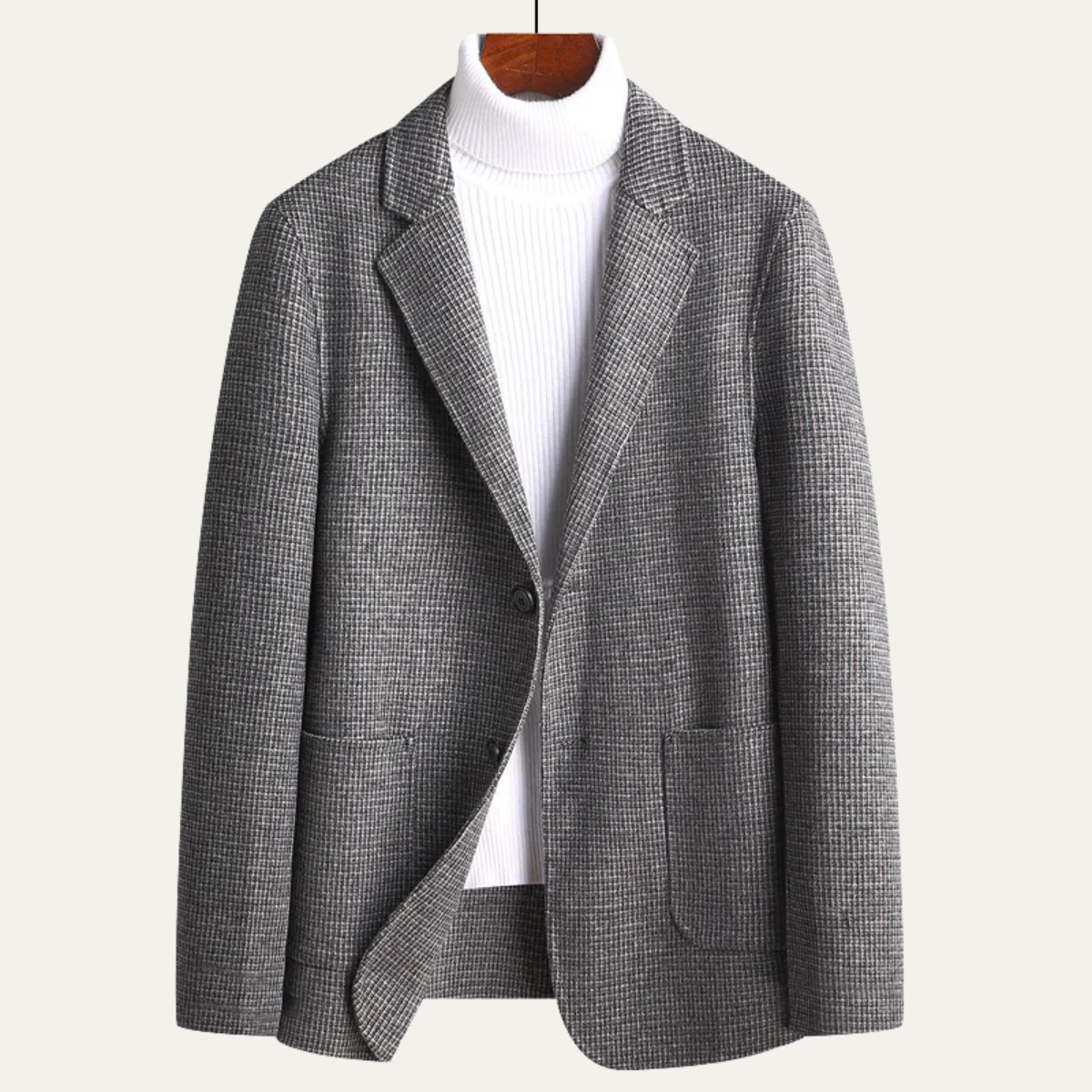 Men's Tweed Blazer Checked Wool Navy
