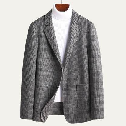 Men's Tweed Blazer Checked Wool Navy