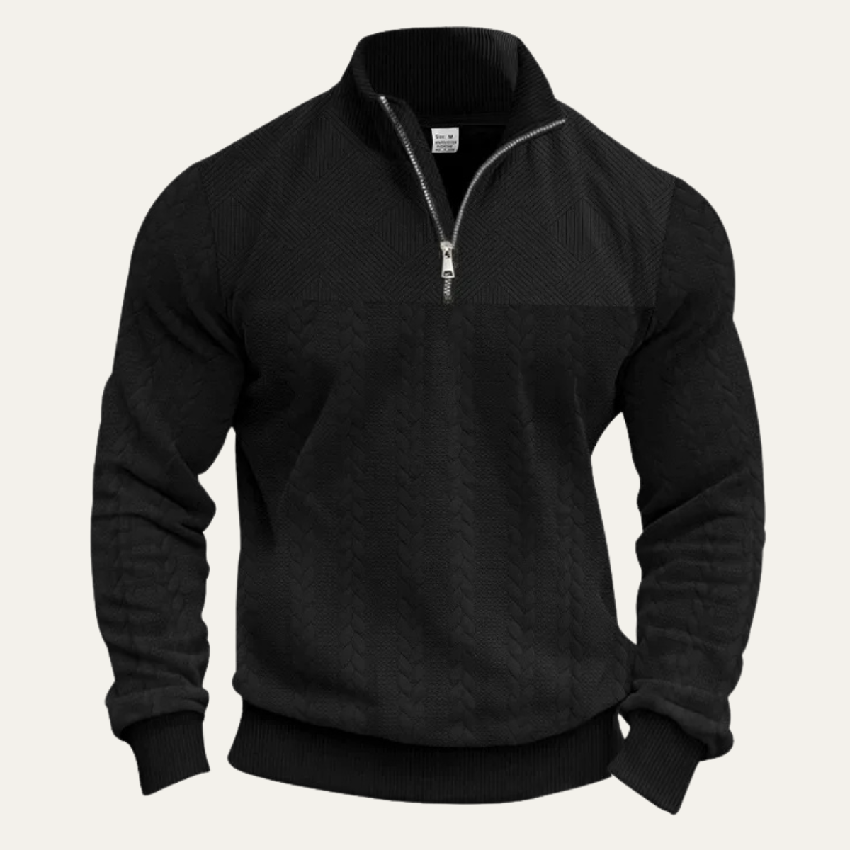 Men's Knitted Jacquard Sweater Stand Up Collar Casual