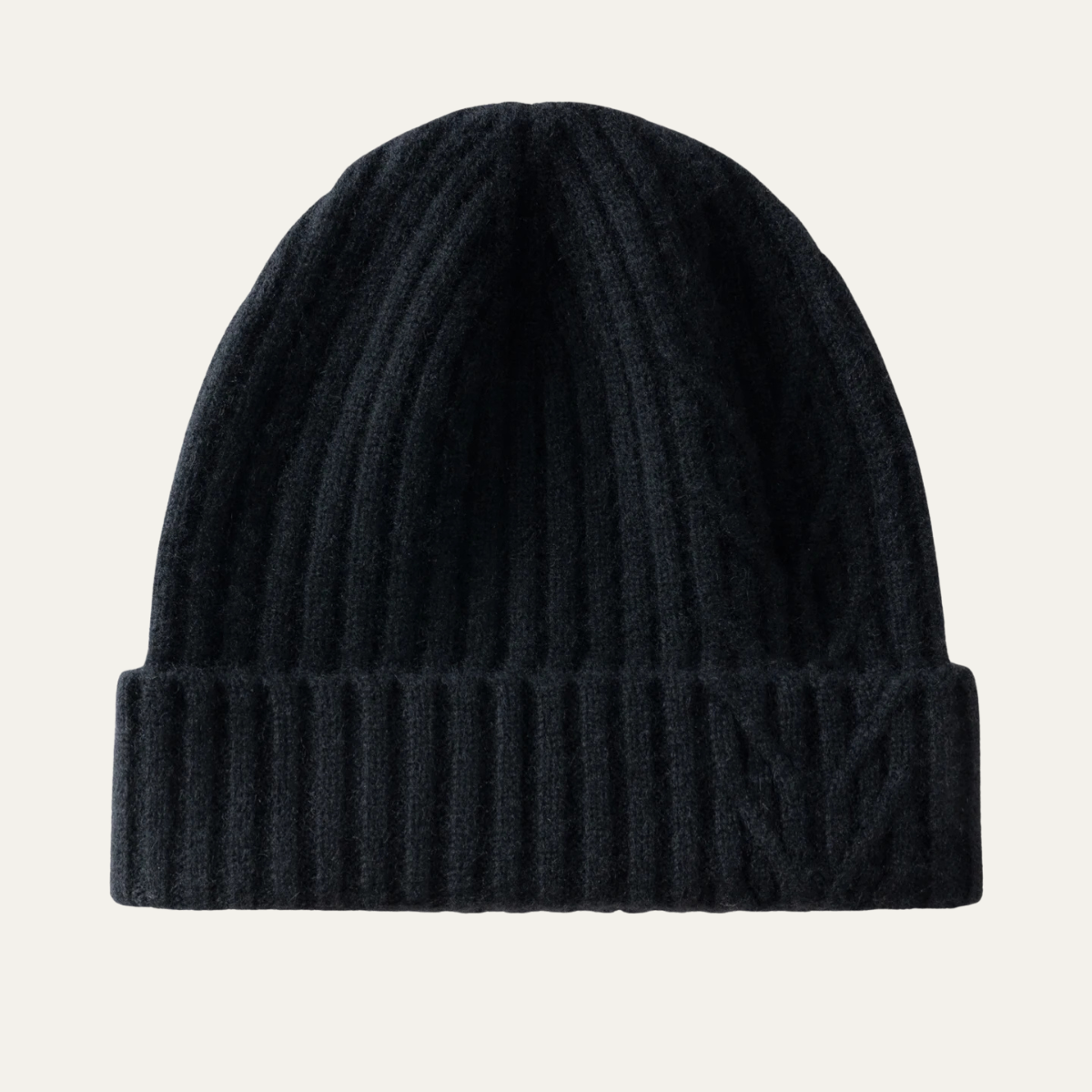 Men's Cashmere Beanie Ribbed Knit Navy Blue