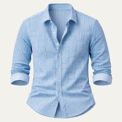 Men's Breathable Striped Shirt Wrinkle Resistant - VibreMode