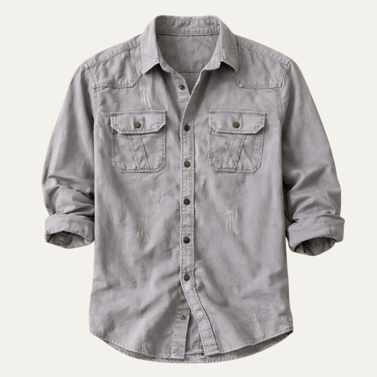 Men's Casual Denim Shirt Double Pockets - VibreMode