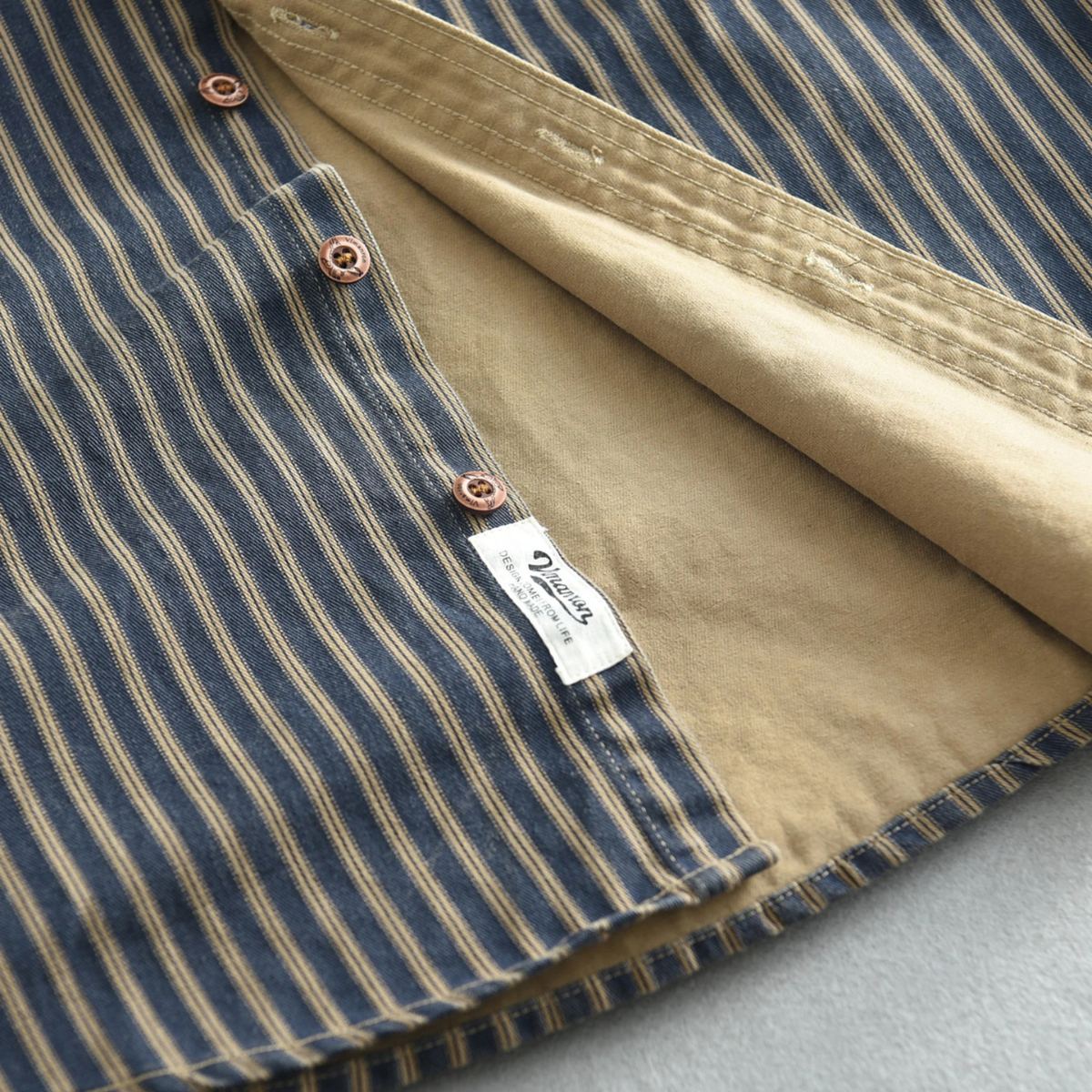 Men's Classic Striped Button Down Shirt Cotton