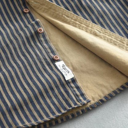 Men's Classic Striped Button Down Shirt Cotton