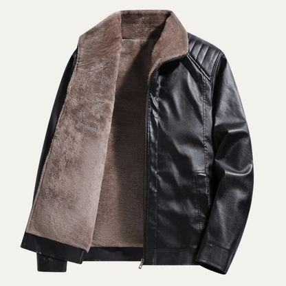 Bologna Men's Leather Biker Jacket Fleece Lined