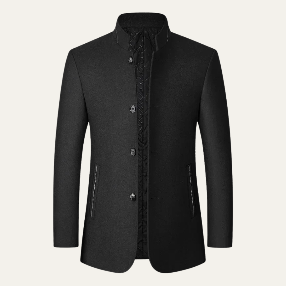 Men's Wool Winter Coat Stand Collar Casual - VibreMode