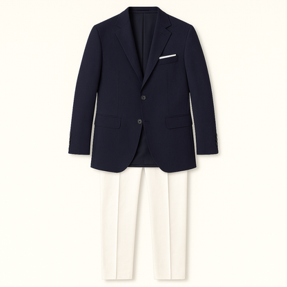 Men's Navy Blue Two Piece Blazer Suit Slim Fit - VibreMode